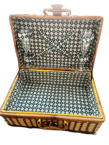 Vintage woven wicker picnic - woven,