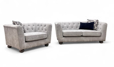 DFS 'Libertie' 2 Seater Sofa + Cuddler Silver Catalina Chenille RRP £1400 NEW
