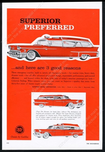 1958 cadillac red ambulance - cadillac,