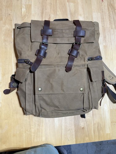 Waxed canvas leather backpack - waxed,