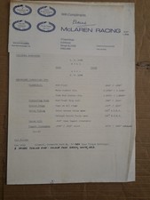 McLAREN RACING COSWORTH DFV ENGINE SPECIFICATION 1978 F1 Formula 1
