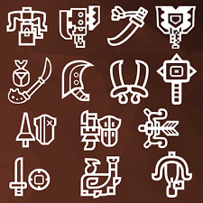 3 x Monster Hunter Rise World Weapon Icon Vinyl Stickers/Decals