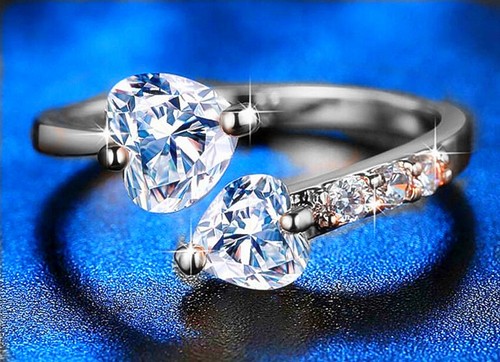 Double heart adjustable ring - adjustable,