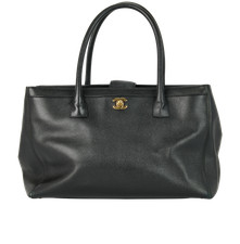 Chanel Executive Tote Handheld Leather Black