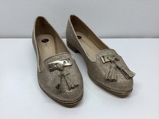 River Island Ladies Flat Gold Shoes Size 3 Exc Cond