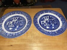 Pair ofVintage Swinnertons 'Old Willow' Pattern Blue + White 9 Inch Dinner Plate