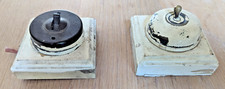 2 Vintage CRABTREE Dolly Switches - Bakelite and Brass - original wood pattress