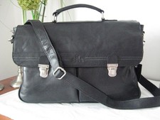 ROWALLAN!!! CONQUEST 31-9628 FINE HANDMADE BLACK LEATHER BRIEFCASE LAPTOP X BODY