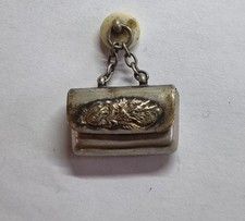 Chinese Antique Dragon Design Sterling Silver Opening Charm With Bone Button