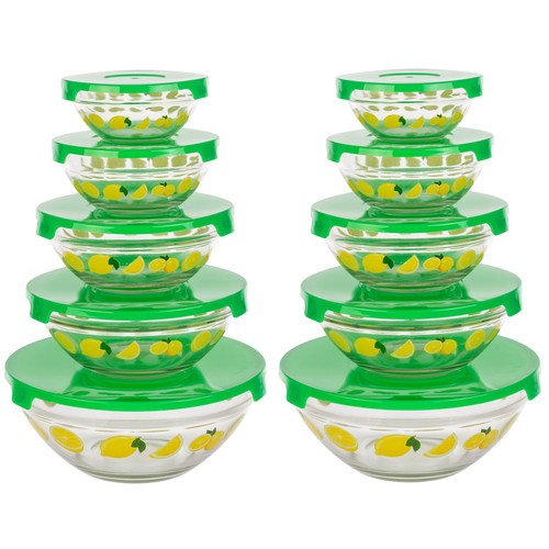 Piece glass bowls - with, lids