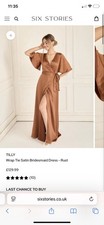 Six Stories “Tilly” Wrap Tie Satin Bridesmaid Dress Rust – UK 14