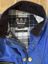 Barbour International A7 Brass Medium Colbolt blue Cotton Waxed Jacket