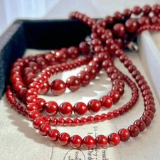 18 inch NEW SOUTH SEA GENUINE AAA 6 MM RED CORAL NECKLACE 925S CLASP