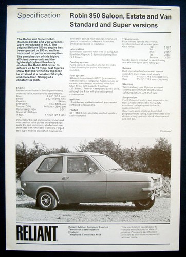 1979 reliant robin 850 - robin,