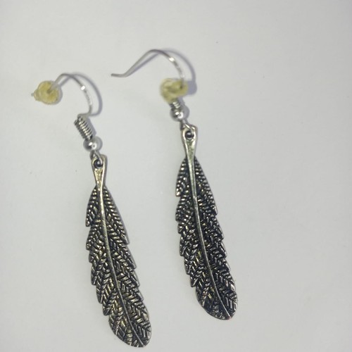 Silver feather dangle - feather,