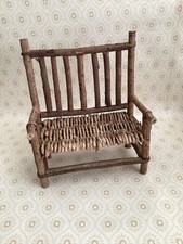 Rustic Woven Chair/Bench For Doll or Teddy Bear Display 