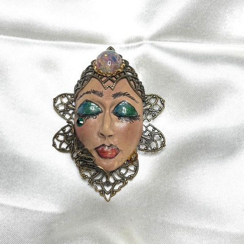 Vintage emotional face - emotional, brooch
