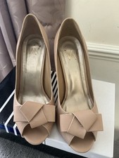 Wallis Blush Pink Court Shoes Size 6 Peep Toes Bow On Front