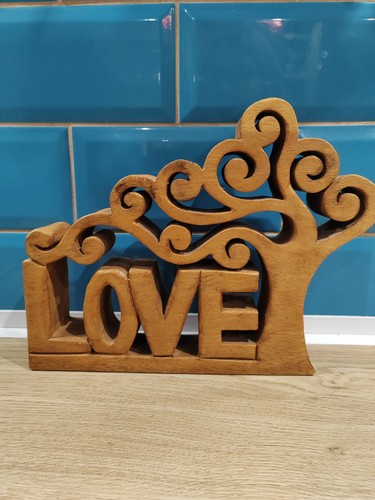 Hand carved wooden tree love - carved,