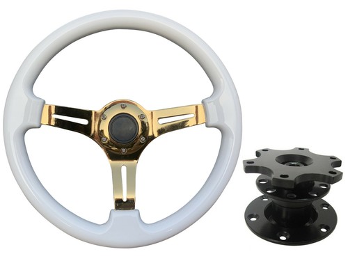 White gold steering wheel - white,