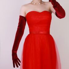 Ladies Velvet Gloves Wrist Stretch Long Evening Opera Party Black Retro Formal