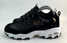 Sketchers D'Lites Womens Trainers Black Rose Gold Memory Foam Sneakers UK 7