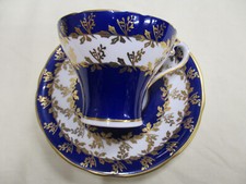 Aynsley China Royal Blue and Gold Cabinet Cup and Saucer C.1468