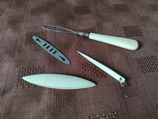 ANTIQUE VICTORIAN COW BONE LACE & TATTING TOOLS - SHUTTLE NEEDLE ETC