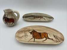 3 Babbacombe Pottery Lauriana Studio Lascaux Cave Prehistoric Ox Bison Dish Jug