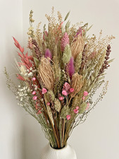 Dried flower bouquet Natural, pinks, creams, soft blackberry 50cms, vase, decor
