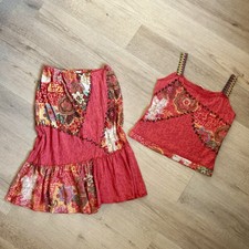 Vintage Italian Designer Boho Hippy Fairy Two Piece Top And Skirt Matching Set