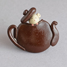 Vintage MOUSE in TEAPOT BROOCH