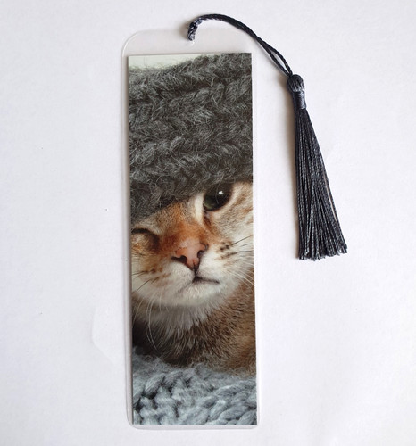 Ginger cat wool hat bookmark - ginger,