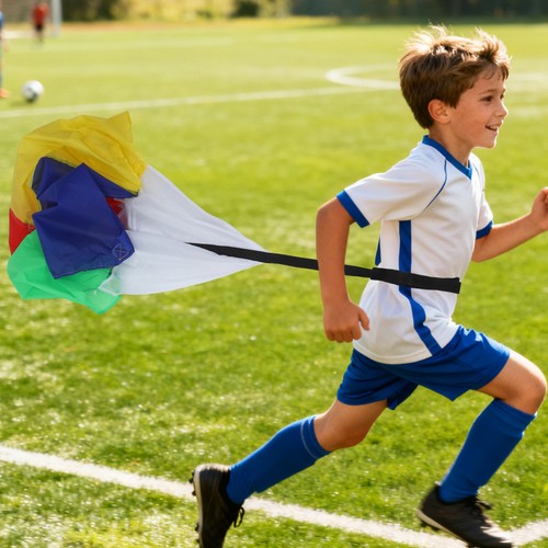 Kids play parachute colorful - play,