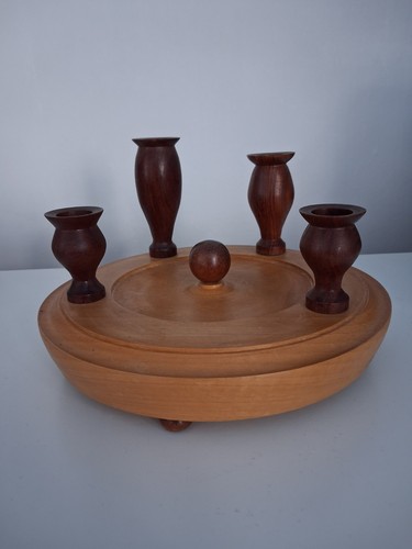 Vintage mcm wooden candle - vintage,