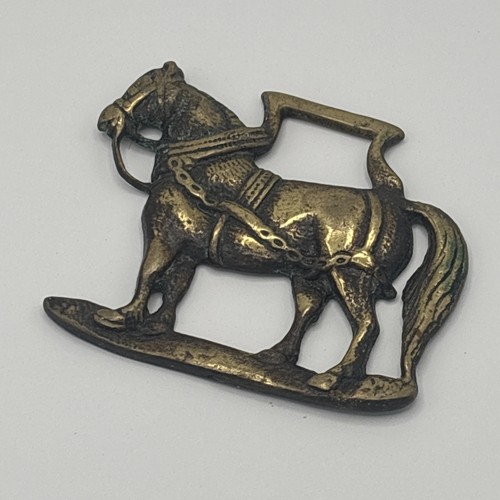 Brass horse medallion - brass, vintage