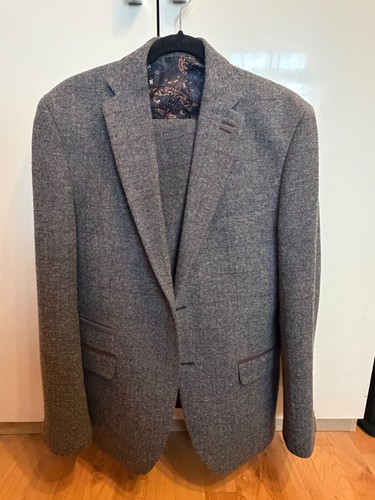 Men grey herringbone tweed - grey,
