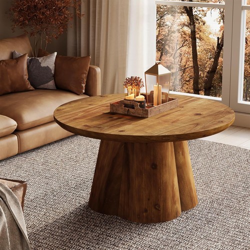 Solid wood round - wood, coffee