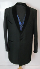 Unicorn England Men's Black Teddy-Boy Style Jacket With Black / Blue Waist Coat