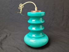 Swedish Scandinavian Flygsfors teal glass vintage 1960s ceiling pendant light