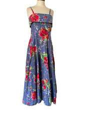 Rare Vintage Droopy & Browns Floral Cotton 1980s Maxi Sun Dress S (UK 8-10)