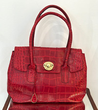 Tula Red Croc Style Leather Tote Bag - Lined/Very Good Condition No Marks Scuffs