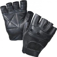 REAL LEATHER FINGERLESS GLOVES BIKERS FULL TRAINING CYCLING GYM WHEEL CHAIR USE