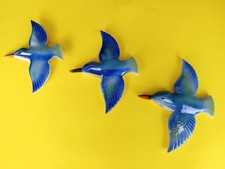 Vintage Set Of Three Kingfisher Wall Hangings Keele St. Pottery Ceramic Birds