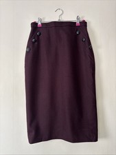 Hobbs Burgundy Wool 80% Pencil Skirt Size UK 8