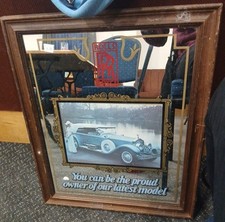 LARGE ROLLS ROYCE MIRROR VINTAGE ADVERTISING PUB BAR MAN CAVE 19.5 X 23”