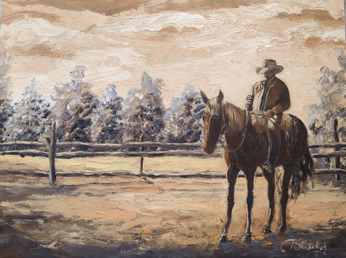 Cowboy original oil painting - cowboy,