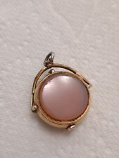 Antique Pocket Watch Fob - Pink Agate - Gold Locket With 2 Picture Frames