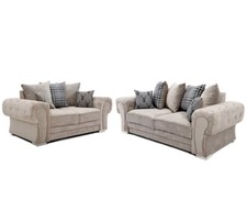 New Verona 3+2 Seater High Quality Kensington Fabric Sofa Set Mink
