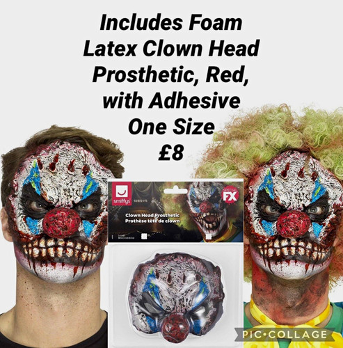 Smiffys clown head prosthetic - head,